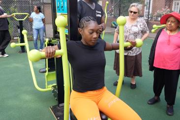A lady using gym facilities