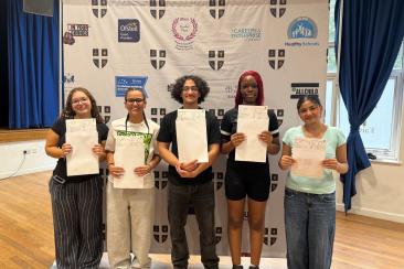 Students receiving their A Level results