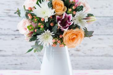 A bouquet of flowers in a vase