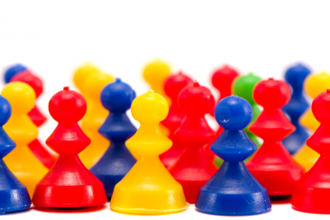 Bright plastic games pieces