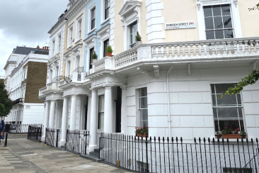 Image of a row of white houses 