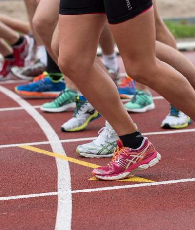 Image showing feet of athletes waiting on the start line