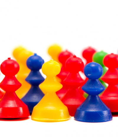 Bright plastic games pieces