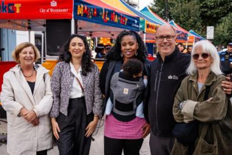 Picture of councillors and residents at the Maida Hill market opening