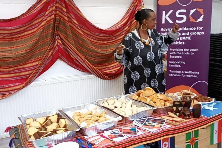 A table full of cakes hosted by the kulan somali organisation