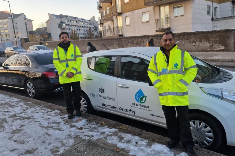 Security team outside estate