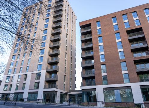 An exterior shot of 300 Harrow Road on a sunny winter day