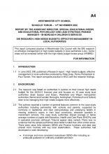 14Nov2022 - A4 DfE research, high needs budgets effective management in local authorities