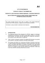 A4, 2023/24 DSG Monitoring and Estimated School Balances, 13 November 2023