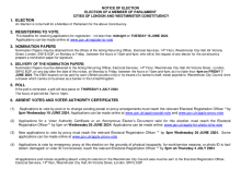 Notice of Election - Cities of London and Westminster