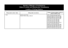 Situation of Polling Stations - Cities of London and Westminster Constituency