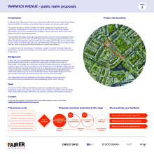 Warwick Avenue on street consultation boards