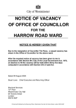 Notice of Vacancy for the Harrow Road Ward