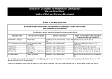 Statement of Persons Nominated - Harrow Road Ward