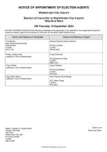 Appointment of Election Agents - West End Ward