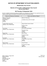 Appointment of Election Agents - Harrow Road Ward