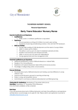 Early Years Educator, Tachbrook Nursery School, job specification