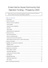 Ernest Harriss House Community Hub operator, funding prospectus 2024