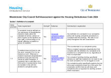 Westminster City Council - Housing Ombudsman Code Self-Assessment