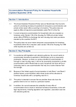 Accommodation Placement Policy for Homeless Households